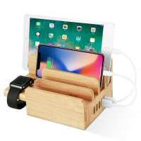 Create 5-Port USB bamboo charging dock station