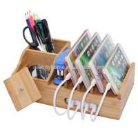 Universal desk docking wooden bamboo cell phone stand holder